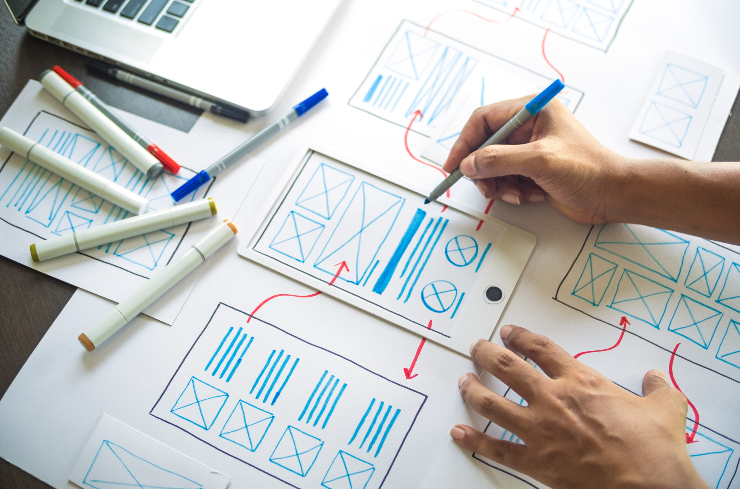 ux Graphic designer creative sketch planning application proces, what is a wireframing